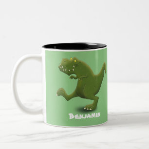 Funny T rex dinosaur cartoon humor Two-Tone Coffee Mug