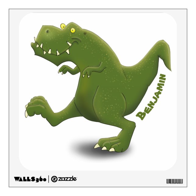 Funny T rex dinosaur cartoon humor Wall Decal (Front)