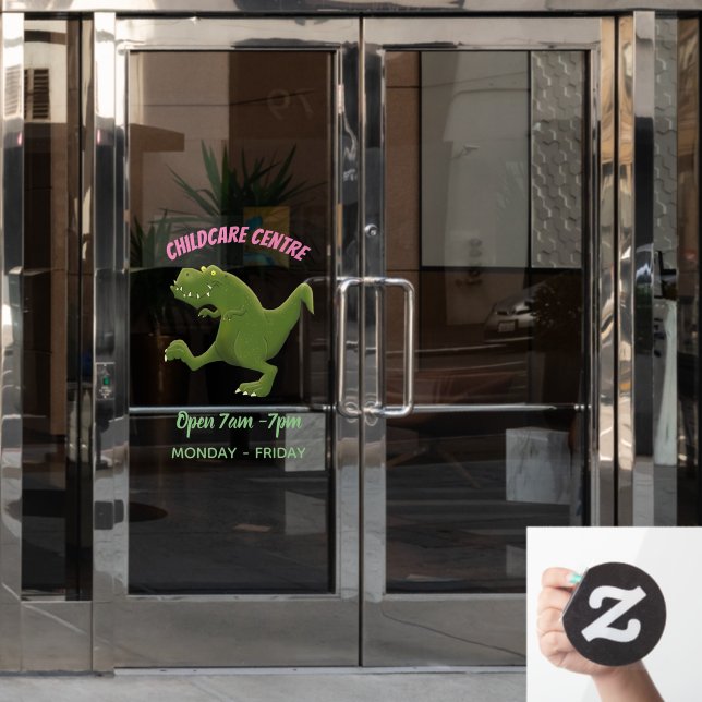 Funny T rex dinosaur cartoon humor Window Cling (Office Door)