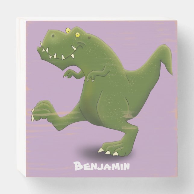 Funny T rex dinosaur cartoon humor Wooden Box Sign (Front Horizontal)