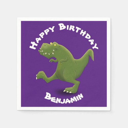 Funny t rex dinosaur cartoon illustration napkins