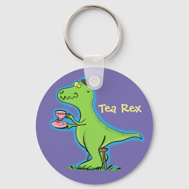 Funny T rex dinosaur cartoon Keychain (Front)