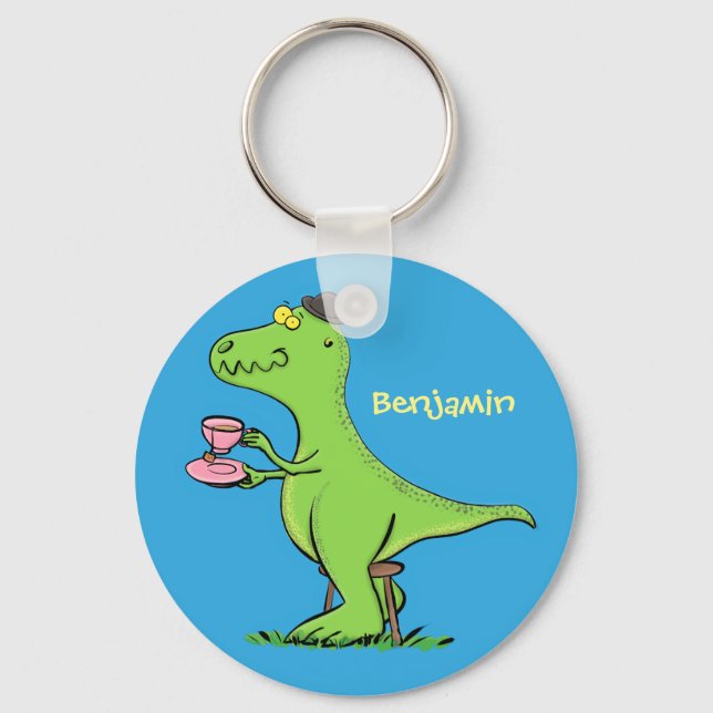 Funny T rex dinosaur cartoon Keychain (Front)