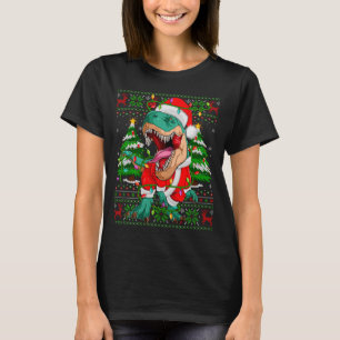 Funny T-rex Dinosaur Christmas Lights Ugly Xmas Sw T-Shirt