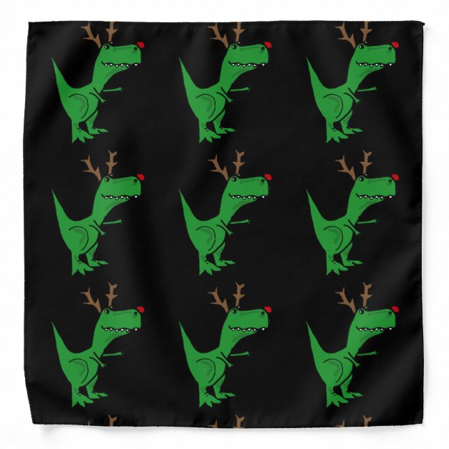 Funny T-Rex Dinosaur Christmas Reindeer Bandana (Front)
