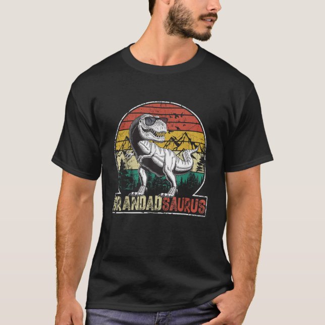 Funny T Rex Dinosaur GrandadSaurus Matching Family T-Shirt (Front)