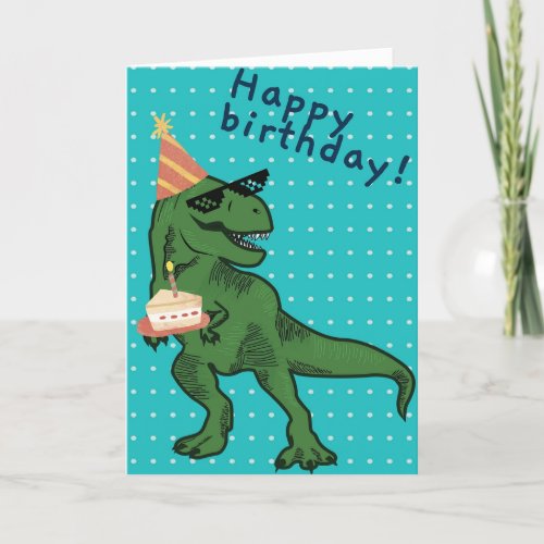 Funny T_Rex Dinosaur Happy Birthday card