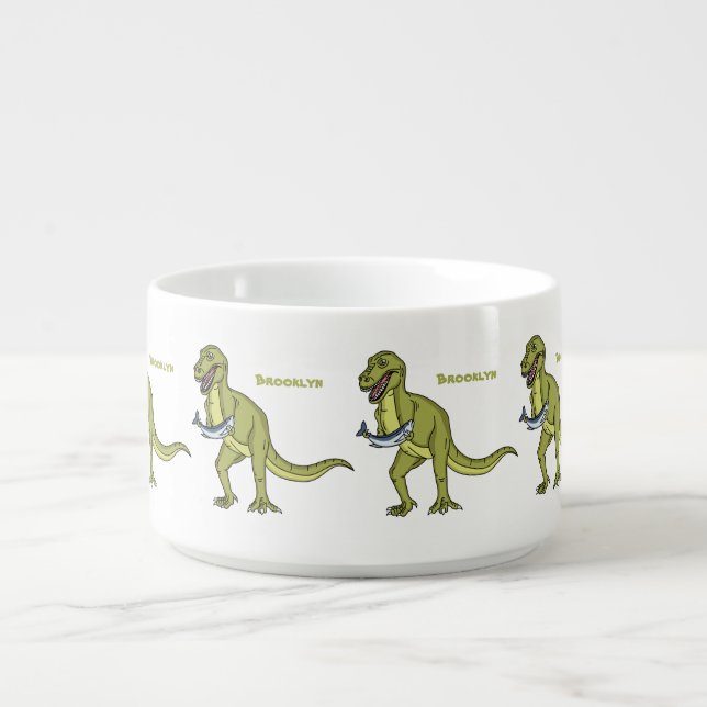 Funny T rex dinosaur illustration Bowl (Center)