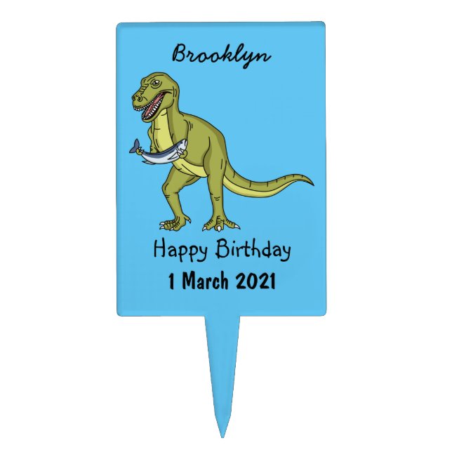 Funny T rex dinosaur illustration  Cake Topper (Front)