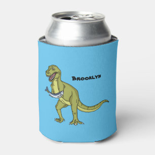 Funny T rex dinosaur illustration Can Cooler