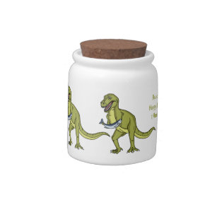 Funny T rex dinosaur illustration  Candy Jar