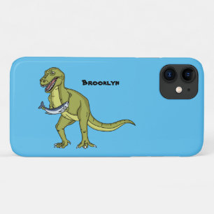 Funny T rex dinosaur illustration iPhone 11 Case
