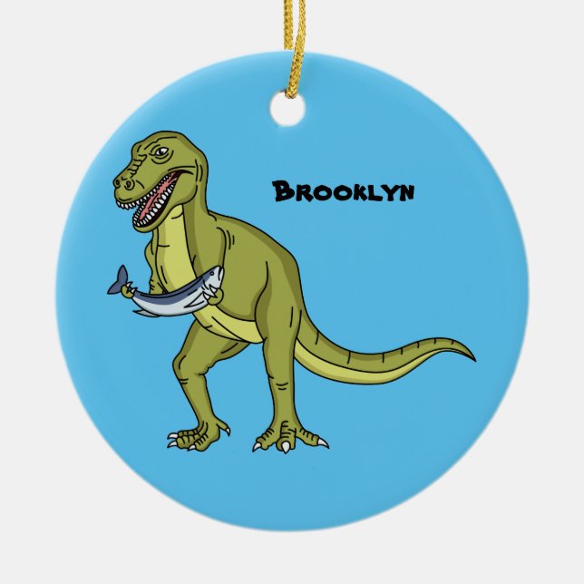 Funny T rex dinosaur illustration Ceramic Ornament (Front)