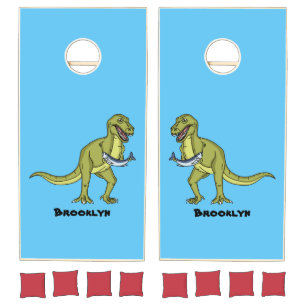 Funny T rex dinosaur illustration  Cornhole Set