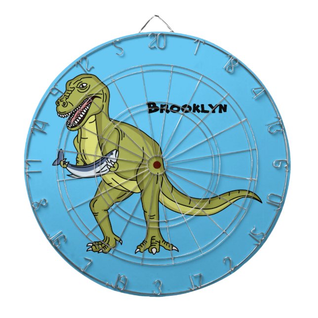 Funny T rex dinosaur illustration Dart Board (Front)