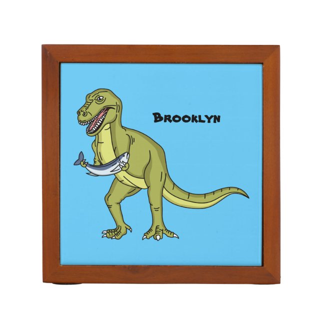 Funny T rex dinosaur illustration Desk Organizer (Front)