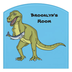 Funny T rex dinosaur illustration Door Sign