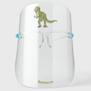 Funny T rex dinosaur illustration Face Shield