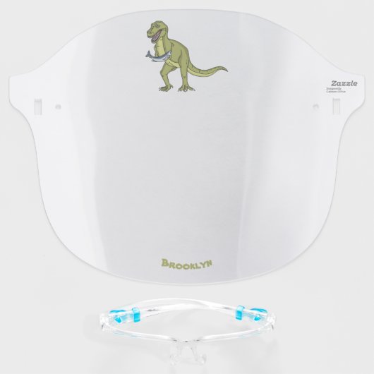 Funny T rex dinosaur illustration Face Shield (Front w/Glasses)