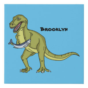 Funny T rex dinosaur illustration Faux Canvas Print