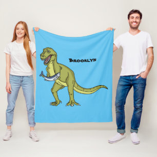 Funny T rex dinosaur illustration Fleece Blanket