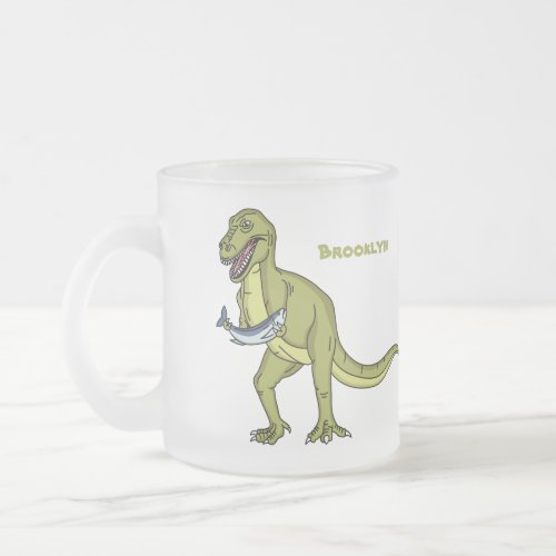 Funny T rex dinosaur illustration  Frosted Glass Coffee Mug