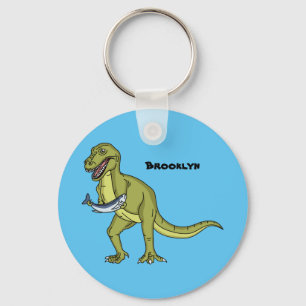 Funny T rex dinosaur illustration Keychain
