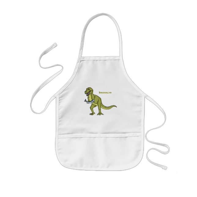 Funny T rex dinosaur illustration Kids' Apron (Front)