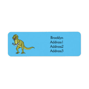 Funny T rex dinosaur illustration Label