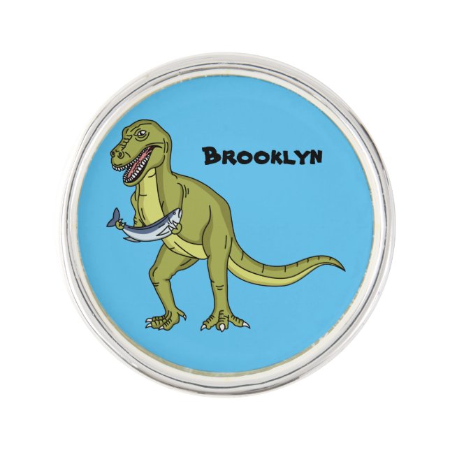 Funny T rex dinosaur illustration Lapel Pin (Front)