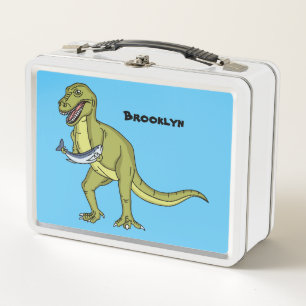 Funny T rex dinosaur illustration Metal Lunch Box