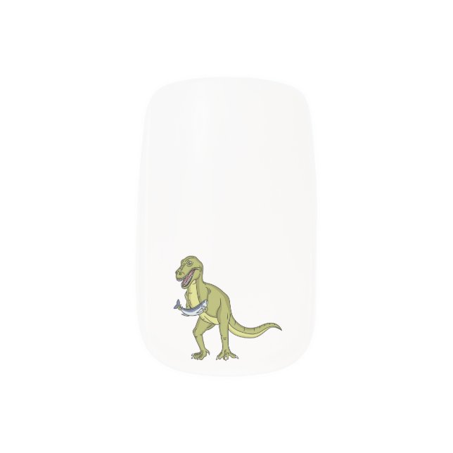 Funny T rex dinosaur illustration  Minx Nail Art (Left Thumb)
