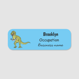 Funny T rex dinosaur illustration Name Tag