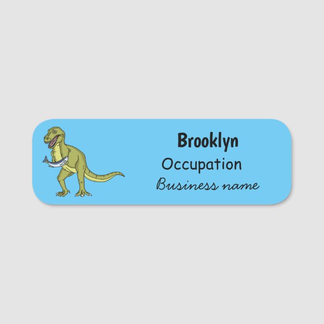 Funny T rex dinosaur illustration Name Tag (Front)