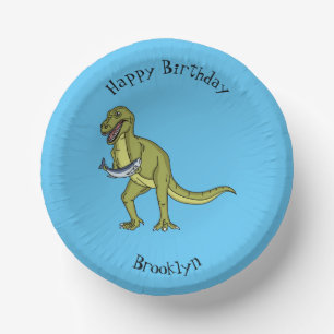 Funny T rex dinosaur illustration Paper Bowls