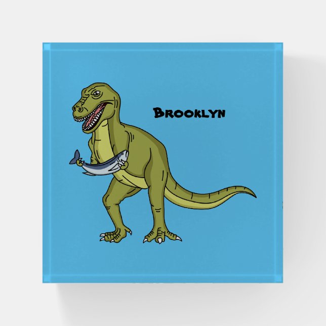 Funny T rex dinosaur illustration Paperweight (Front)