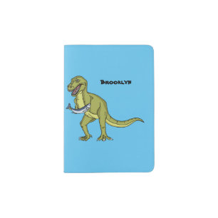 Funny T rex dinosaur illustration Passport Holder