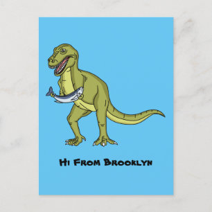 Funny T rex dinosaur illustration Postcard