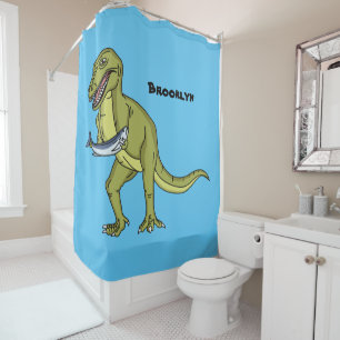 Funny T rex dinosaur illustration Shower Curtain