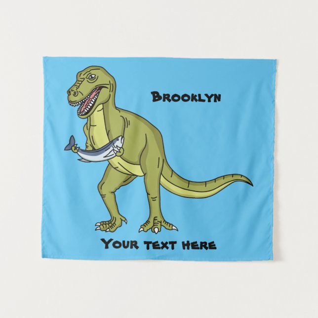 Funny T rex dinosaur illustration Tapestry (Front (Horizontal))