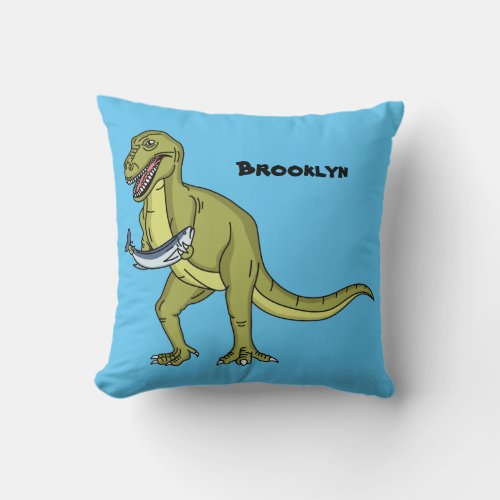 Funny T rex dinosaur illustration Throw Pillow