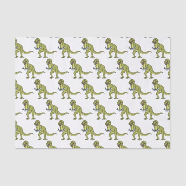 Funny T rex dinosaur illustration  Tissue Paper (Front)