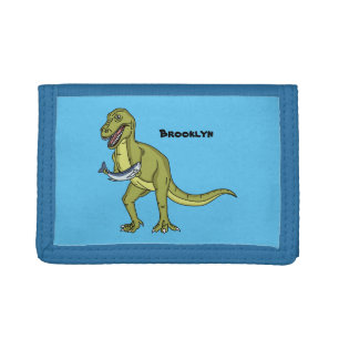 Funny T rex dinosaur illustration Trifold Wallet