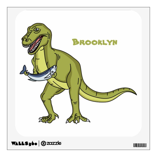 Funny T rex dinosaur illustration Wall Decal (Front)