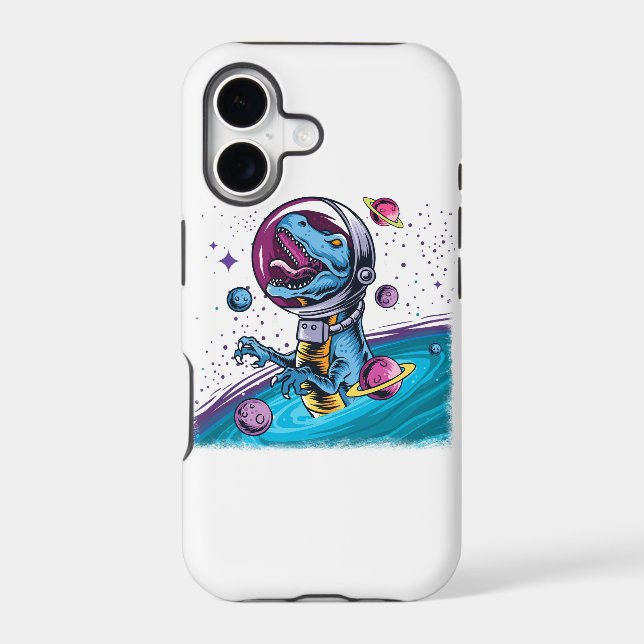 Funny T-Rex Dinosaur in Space Iphone Case (Back)