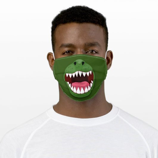 Funny T Rex dinosaur mouth cartoon illustration Adult Cloth Face Mask (Worn)
