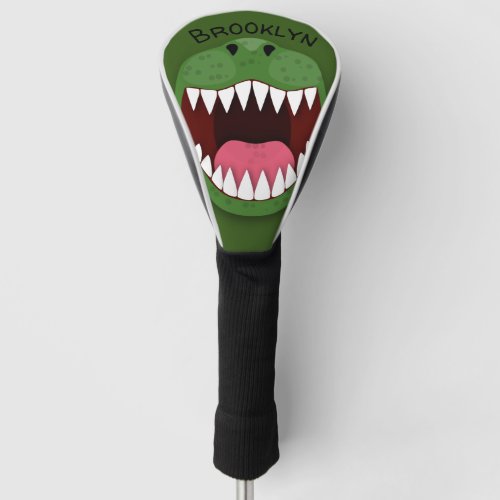 Funny T Rex dinosaur mouth cartoon illustration Golf Head Cover