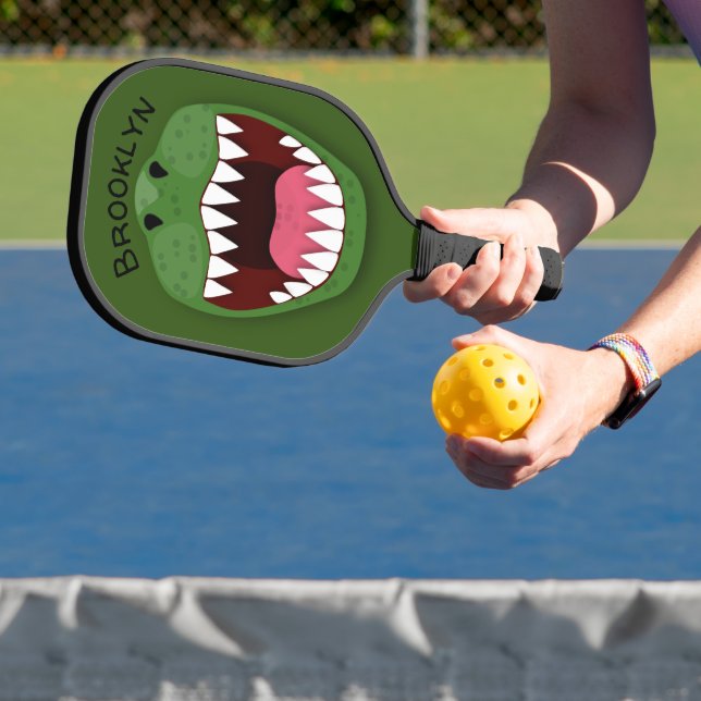 Funny T Rex dinosaur mouth cartoon illustration Pickleball Paddle (Insitu)
