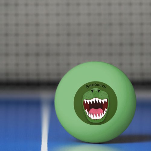 Funny T Rex dinosaur mouth cartoon illustration Ping Pong Ball