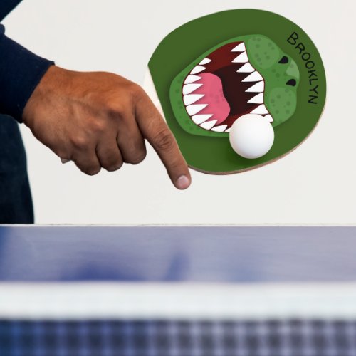Funny T Rex dinosaur mouth cartoon illustration Ping Pong Paddle